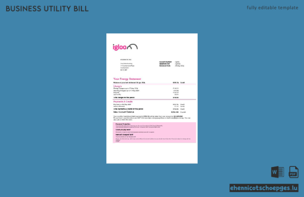 Beispielrechnung für Geschäftskunden von Igloo Energy im Vereinigten Königreich (Vorschau)